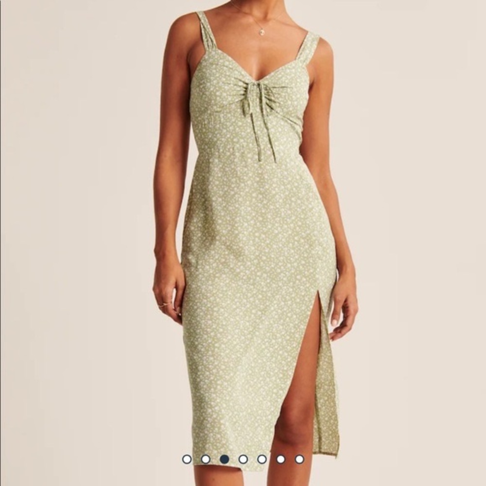 Abercrombie Cinch-Front Green Midi Dress XS